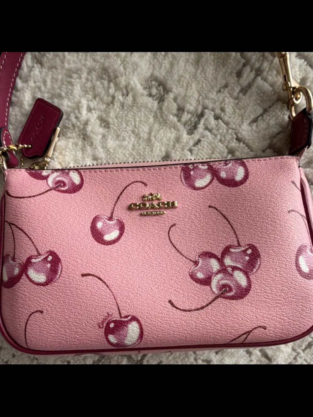 Coach Pink Cherry Mini Shoulder Bag with Gold Hardware - Picture 10 of 11
